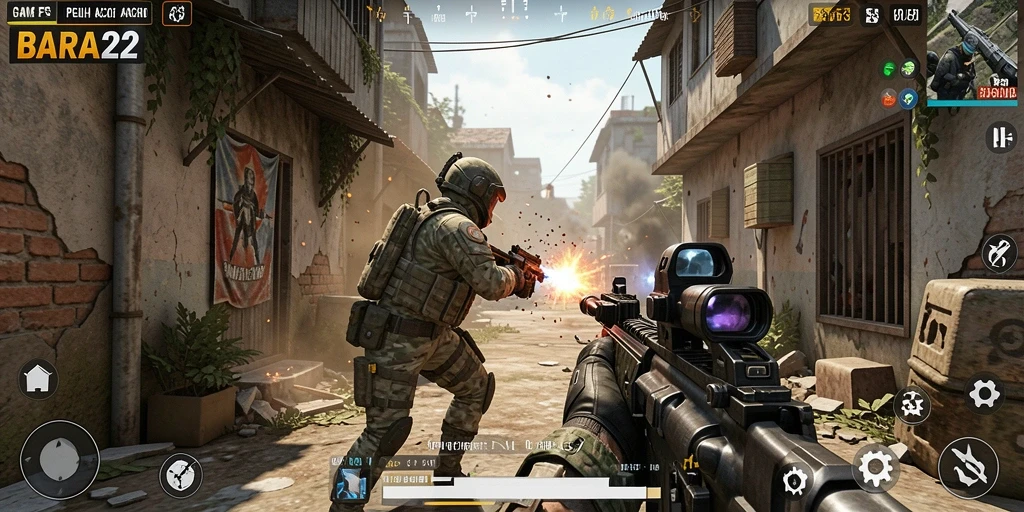 Gameplay intens penuh aksi di BARA22 dengan grafis menawan.