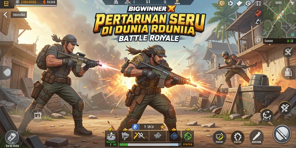 Screenshot menampilkan aksi seru dalam game Battle Royale BIGWINNER.