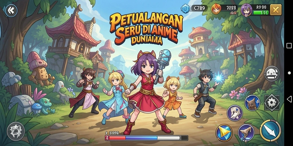 Tangkapan layar gameplay C789 dengan karakter anime yang memukau.