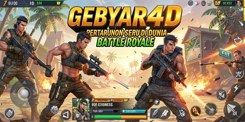 Gameplay seru GEBYAR4D dalam pertempuran Battle Royale.