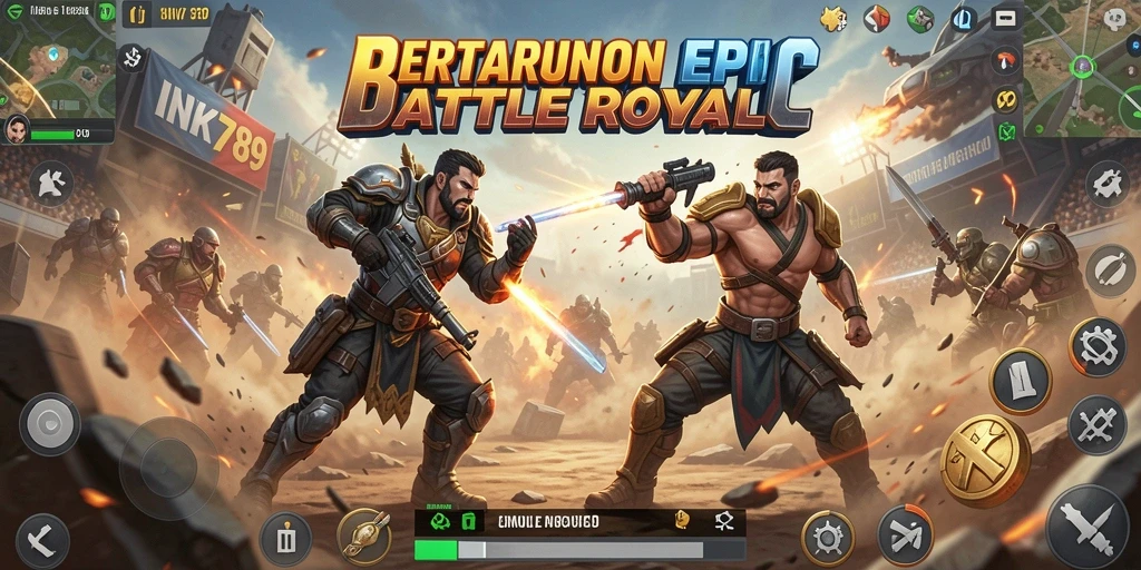 Tangkapan layar INK789 menampilkan pertempuran mendebarkan di peta Battle Royale.