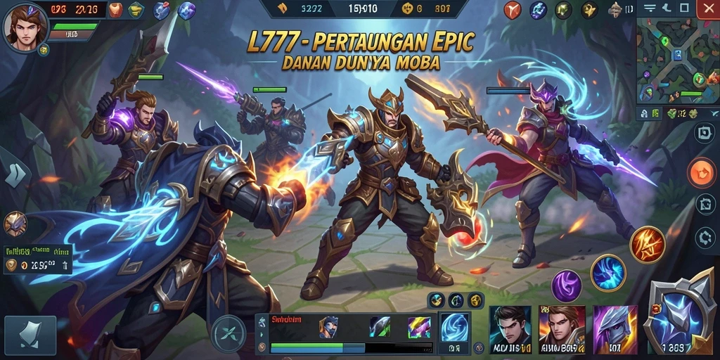 Gameplay seru dalam pertarungan MOBA yang intens.