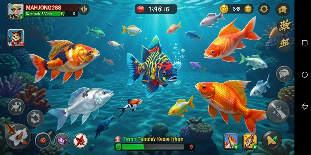 Tampilan gameplay seru dari MAHJONG288 dengan aksi menembak ikan.