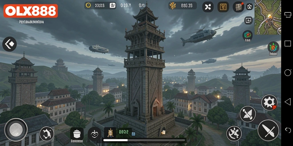 Tampilan menakjubkan dari gameplay Tower Defense OLX888.