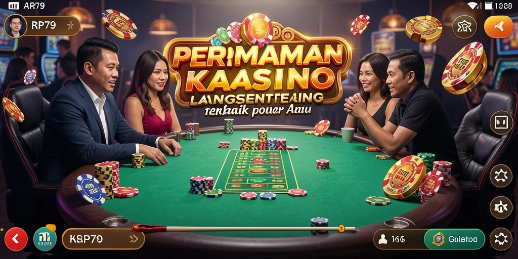 Gameplay RP79 menunjukkan dealer langsung dan interaksi real-time dengan pemain.