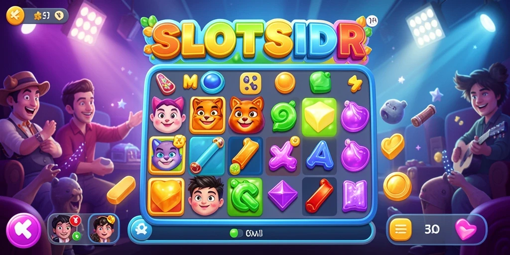 Screenshot gameplay SLOTSIDR menampilkan kombinasi warna yang cerah dan efek animasi yang menawan.