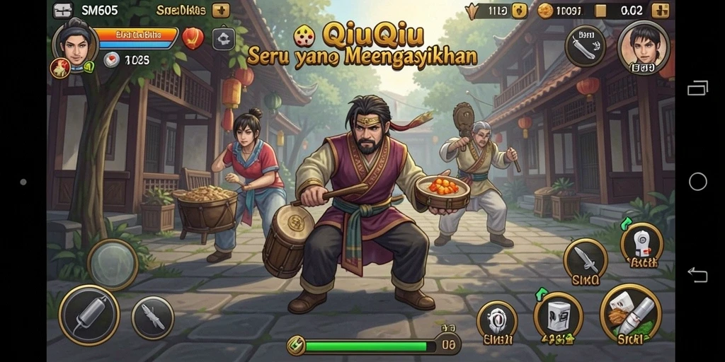 Screenshot utama SM605 dengan aksi permainan QiuQiu.